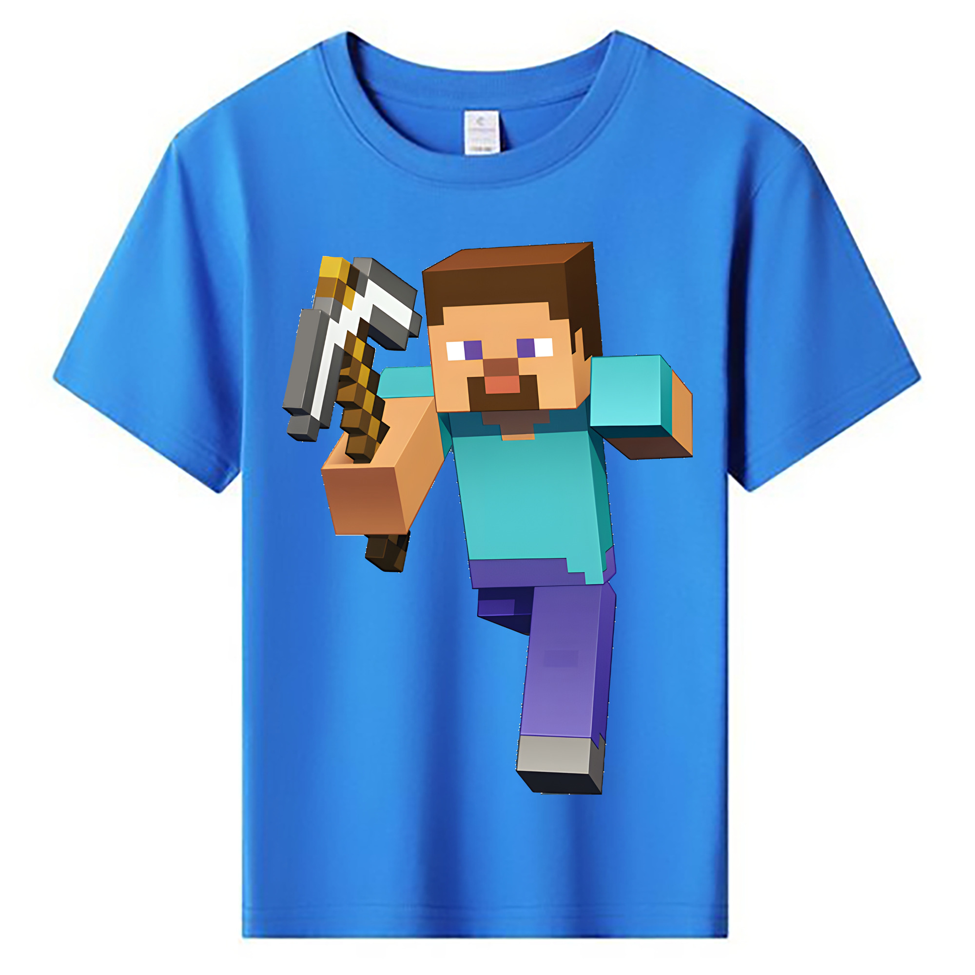 （画像用） マインクラフト ブロックの世界 Minecraft MC Block world 綿100％キッズTシャツ（フロントプリント）